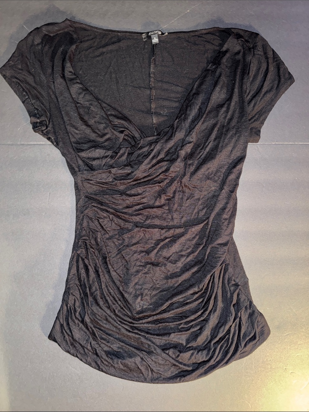 Black Draped V-Neck Women’s Top Apt. 9